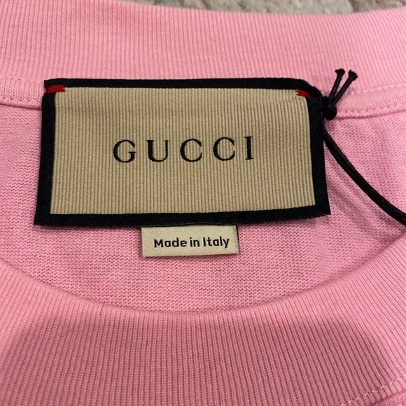 GUCCI Cotton Jersey Women T-Shirt Sugar Pink Size M 655459 5904